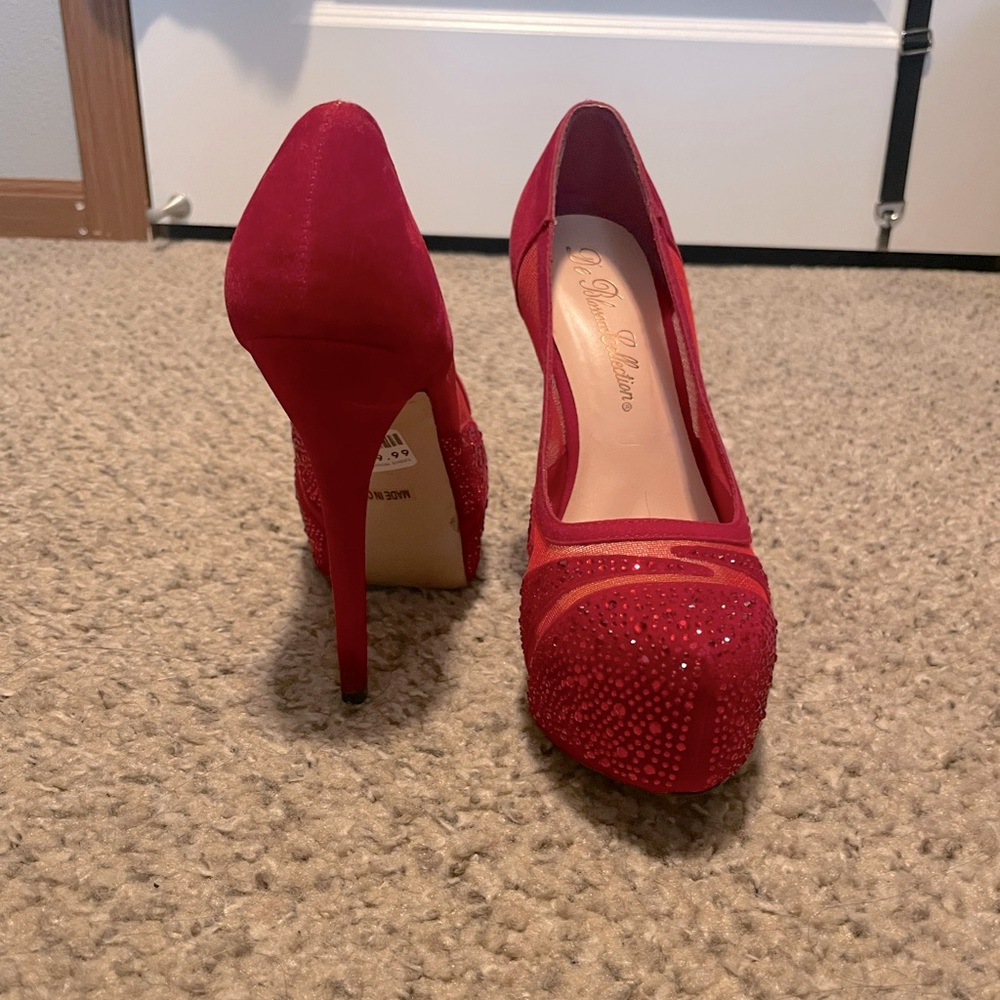 Red Rhinestone Heels - Picture 3 of 4
